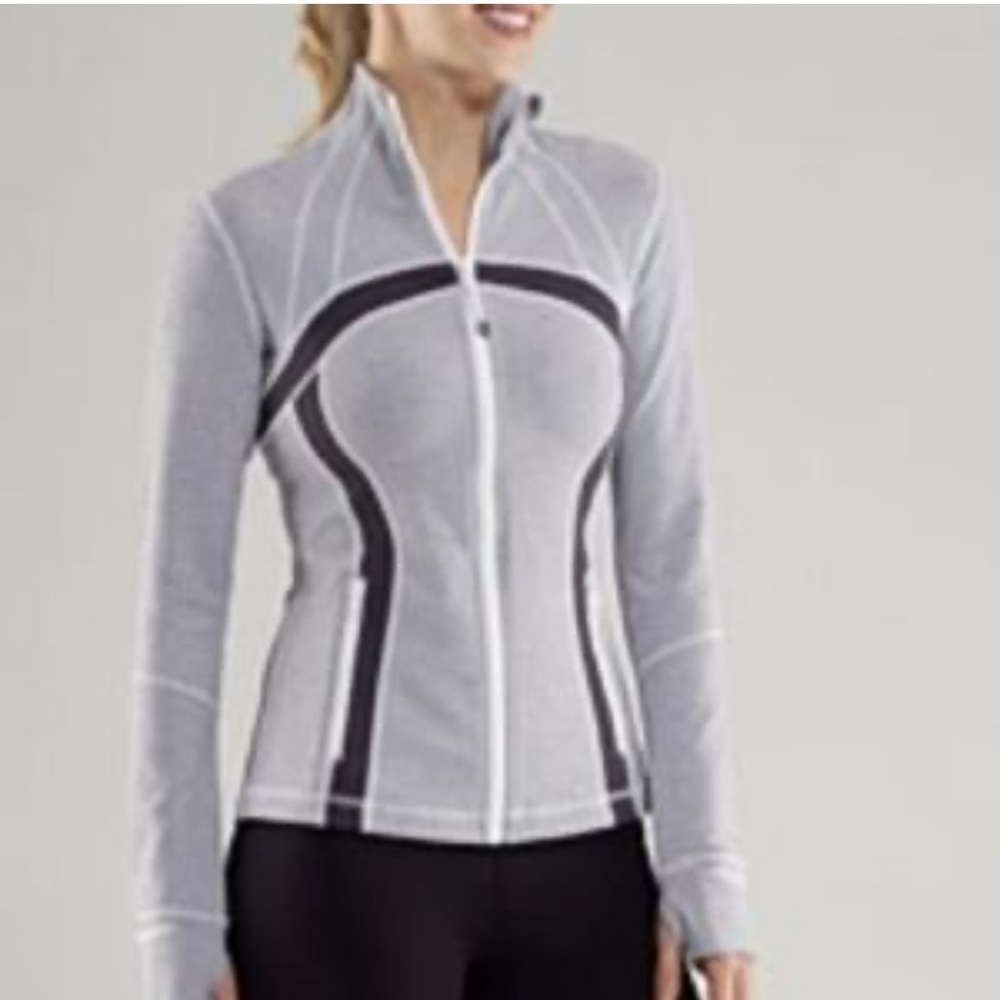 Lululemon Define Zip Up Grey And White Jacket, Size 8